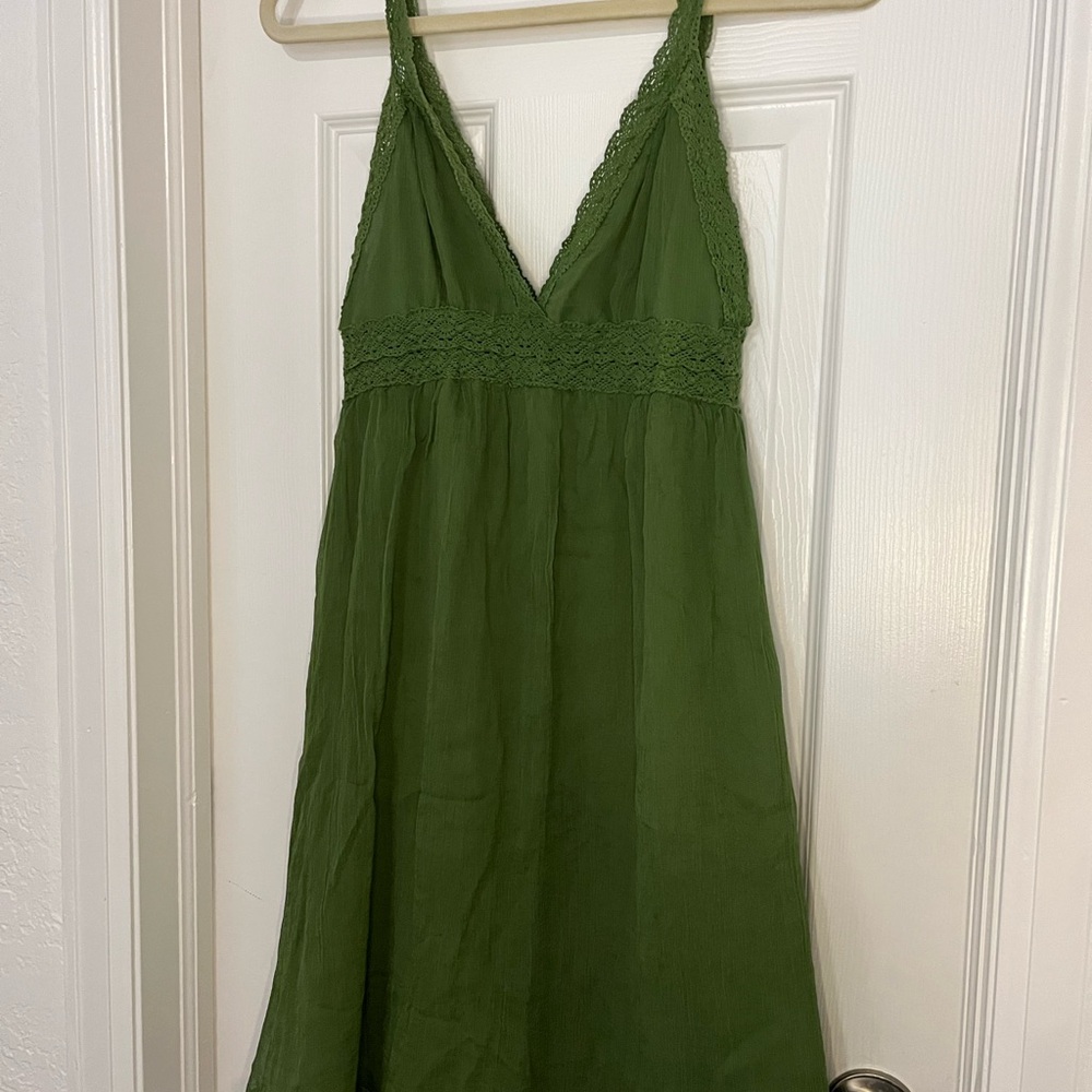 Olive Green fairy lace trim dress